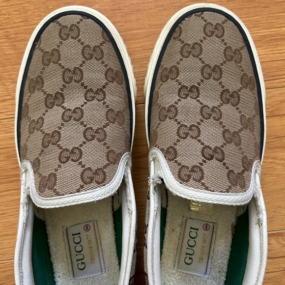 Gucci Monogram Platform Loafers Brown Slip-On Shoes - Picture 3 of 11